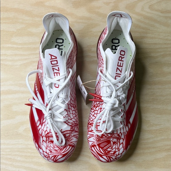 adidas Adizero Electric II Team Red White Football Cleats Snake Shoes (IH8571) - Picture 2 of 9